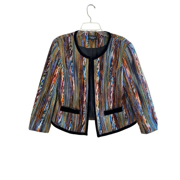 Katherine New York Womens Multicolor Striped Jacket Size L Polyester/Acrylic - Picture 2 of 6